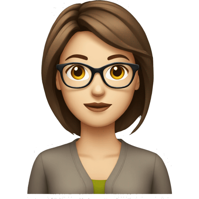 Beauty woman scientific straight brown hair glasses emoji