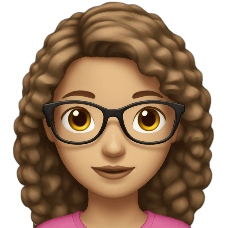 Girl-with-brown-hair-brown-eyes-light-skin and clear glasses emoji