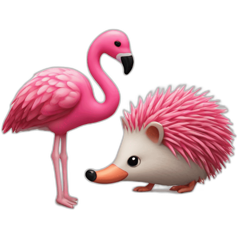 hedgehog and flamingo in love emoji