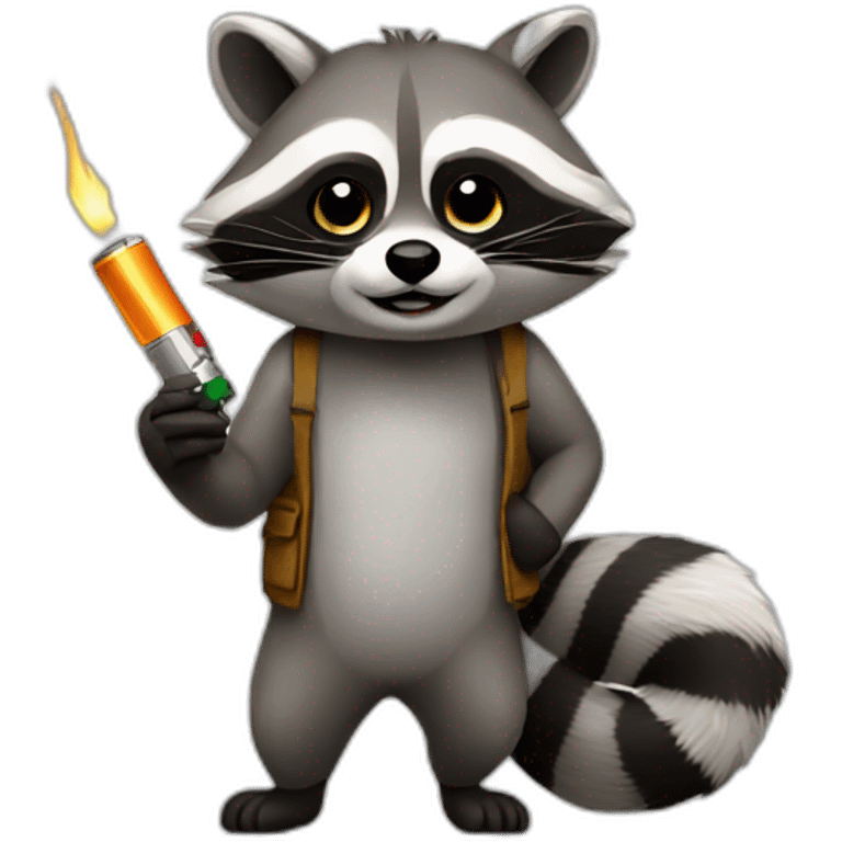 raccoon with a lighter emoji