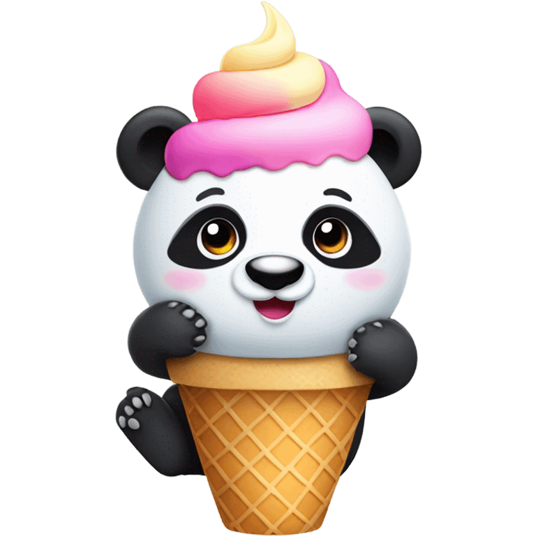 Panda eating ice cream emoji