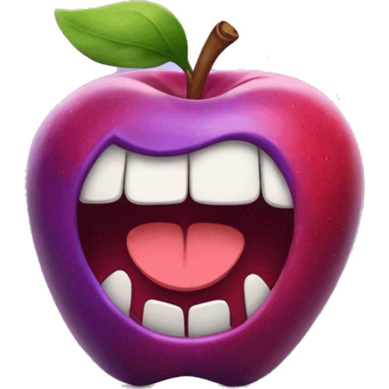 apple emoji licking its own feet with purple horns smiling  emoji