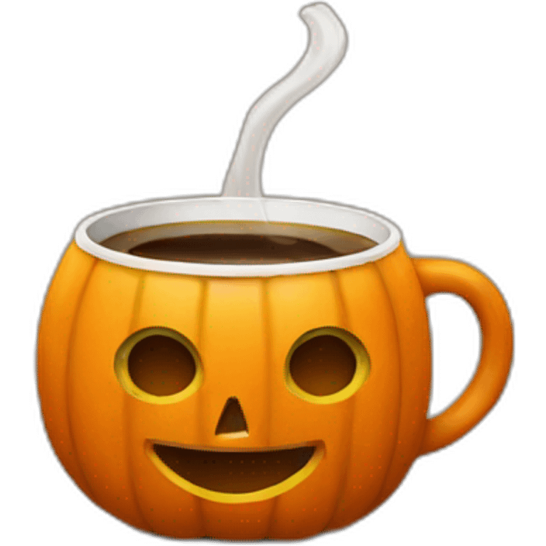 Pumpkin drinking coffee emoji