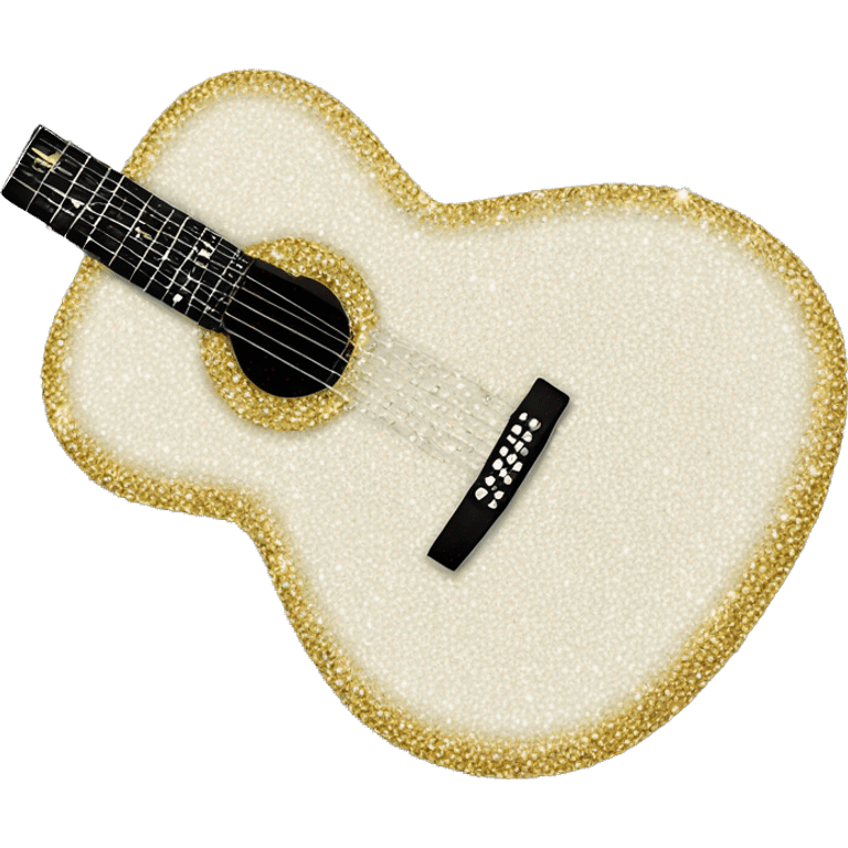 Bedazzled glittery acoustic guitar white emoji