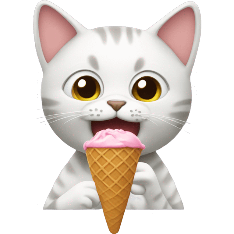 Cat eating ice cream emoji