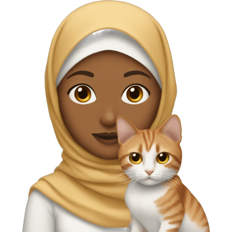 Hijabi girl with two cats, one ginger, one brown emoji