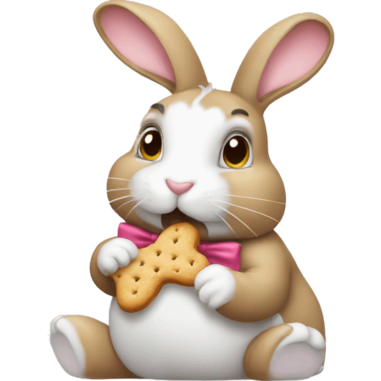 rabbit eating biscuit with bow  emoji