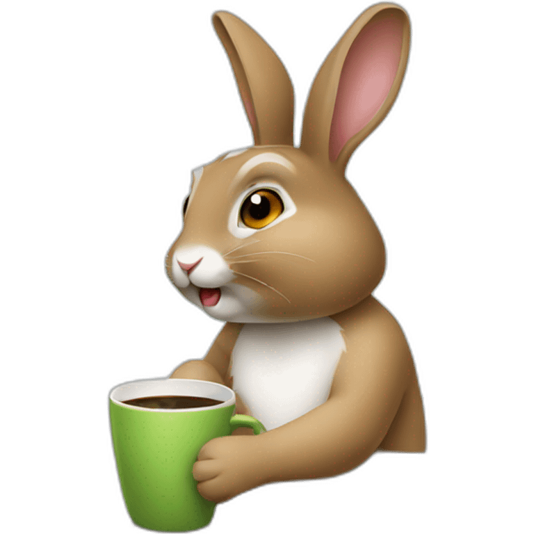 Rabbit drinking coffee  emoji