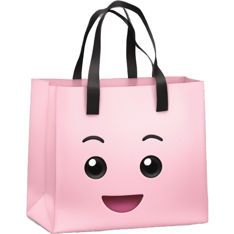 light pink shopping bag with black bow emoji