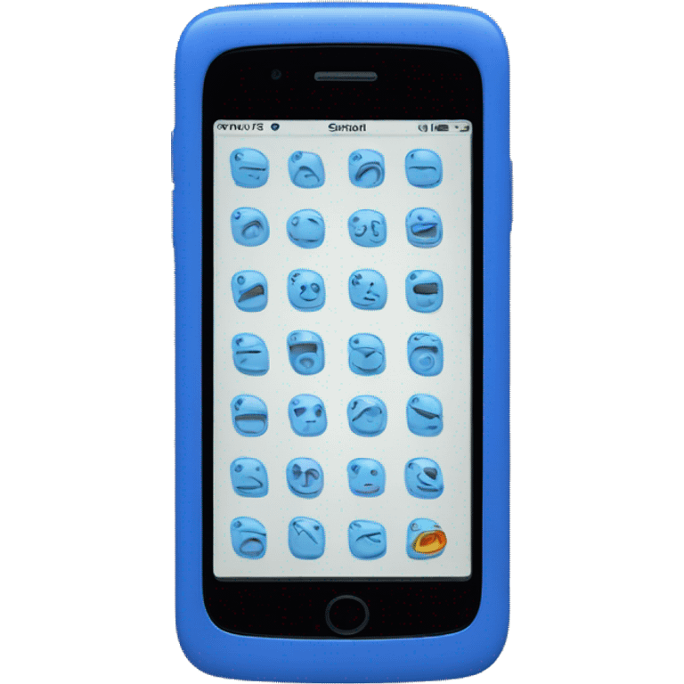 phone mobile with a blue "K" as logo in the screen without any faces emoji