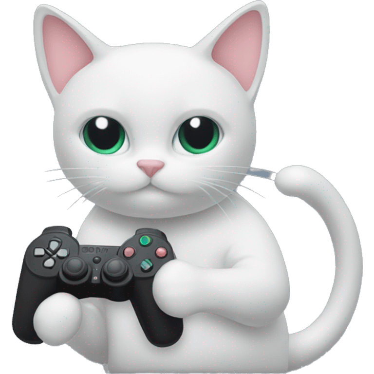 A Cat holding a Ps5 Control  emoji