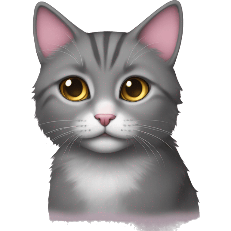 Boy grey cat pink nose curcle fave fluffy emoji