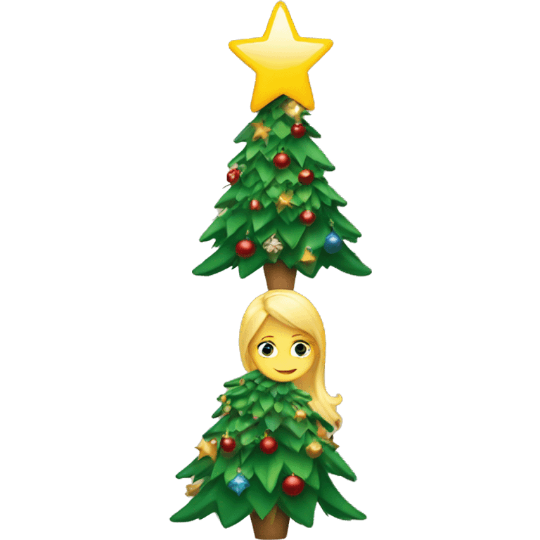 Blond Girl decorating a Christmas tree emoji