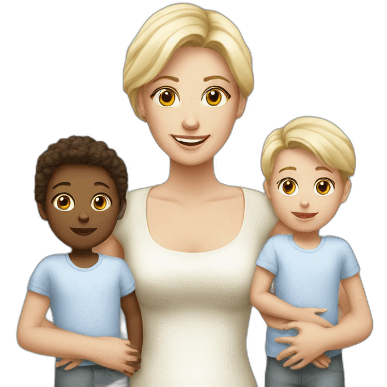 beautiful white wife with two small white children emoji