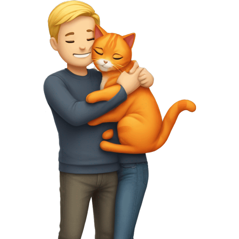 couple hugging with a orange cat  emoji