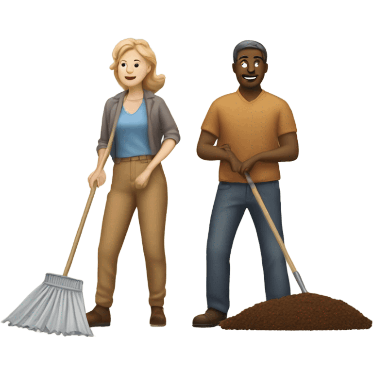 White man an brown woman raking a nap emoji