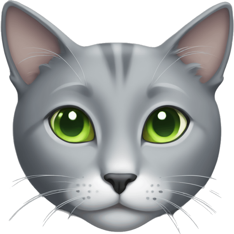 Grey cat with white neck and green eyes emoji