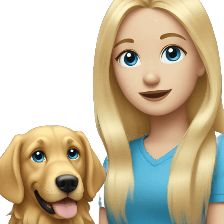 Long Blonde hair blue eyed girl with a golden retriever  emoji