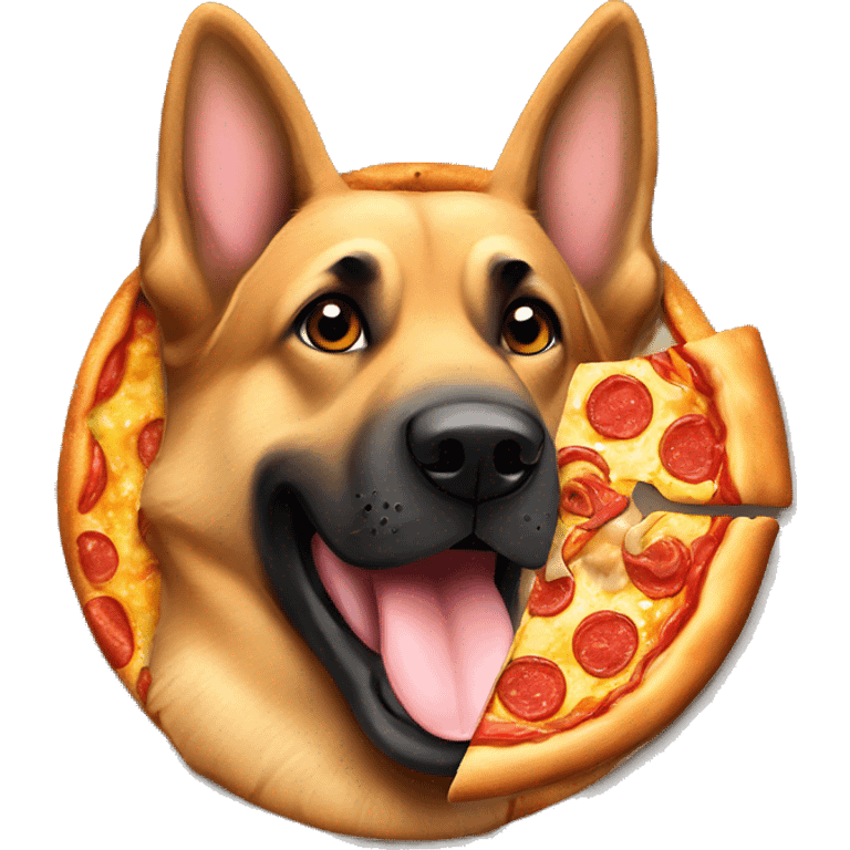 german sheperd eating pizza emoji