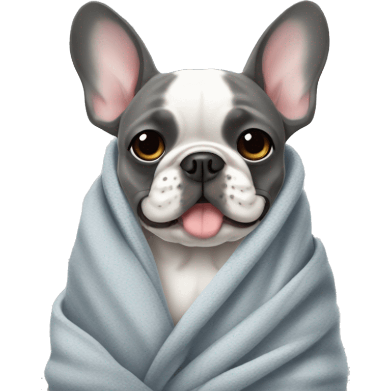 French bulldog grey in a blanket emoji