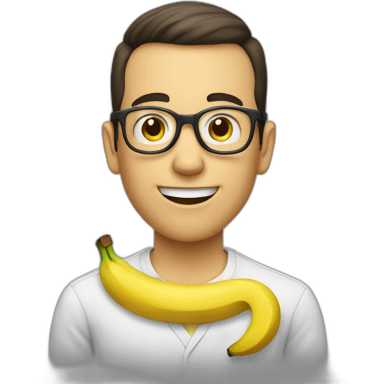 nerd guy eating a banana emoji