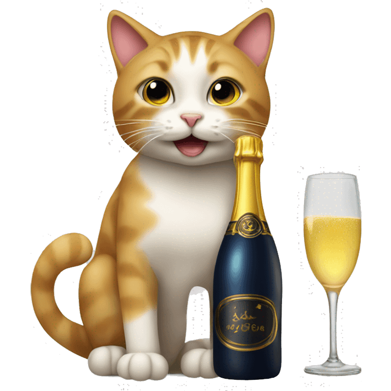 cat drinking champagne emoji