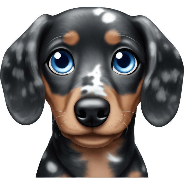 Black merle mini dachshund with one blue eye emoji