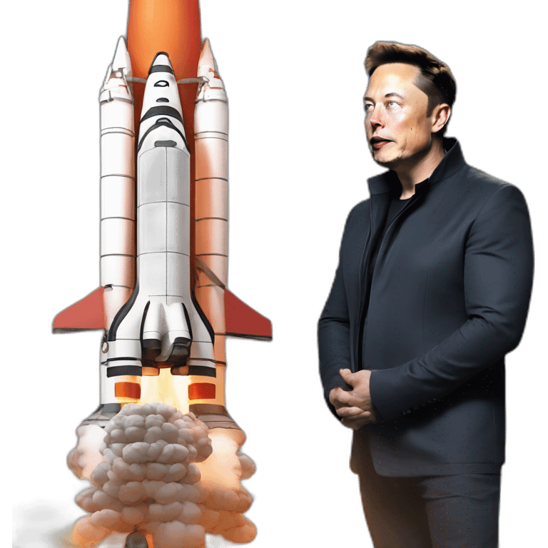 elon musk looking at rocket launch emoji