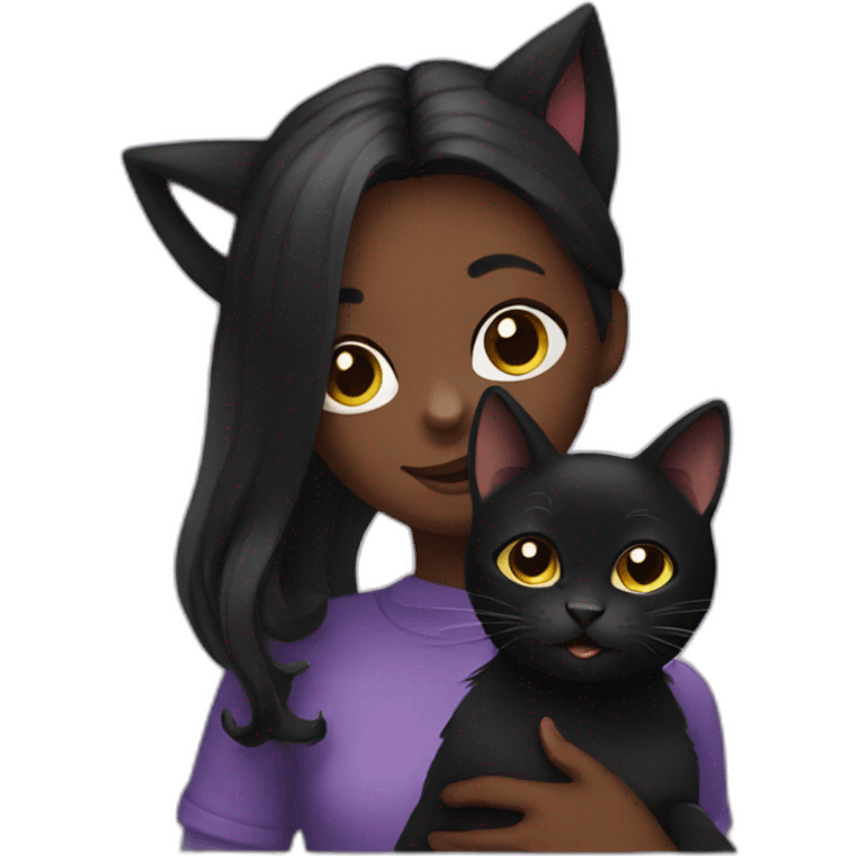 Black cat with girl emoji