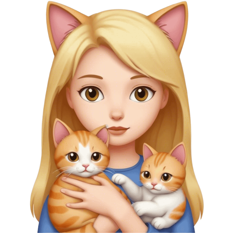 Girl holding cat emoji