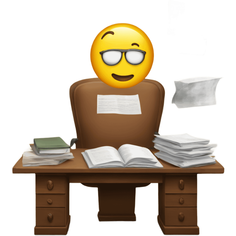 desk with research papers emoji