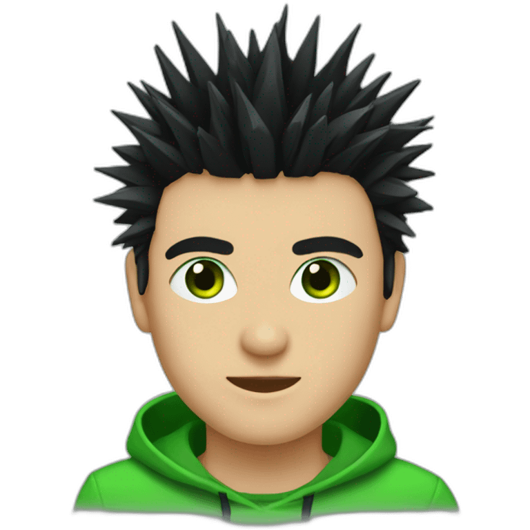 Black spiky hair green eyes emoji