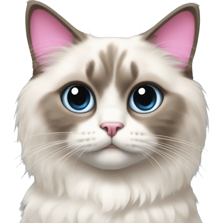 Ragdoll cat with pink bows on ears emoji