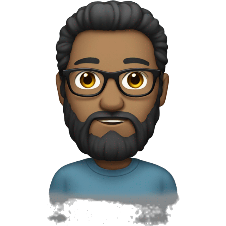 I created an emoji of a dark-haired person with straight hair, wearing glasses and a big beard, with a cloud of thoughts emoji