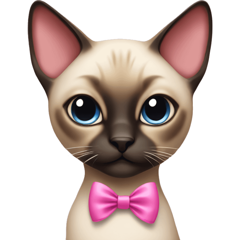 Siamese cat with a pink bow  emoji