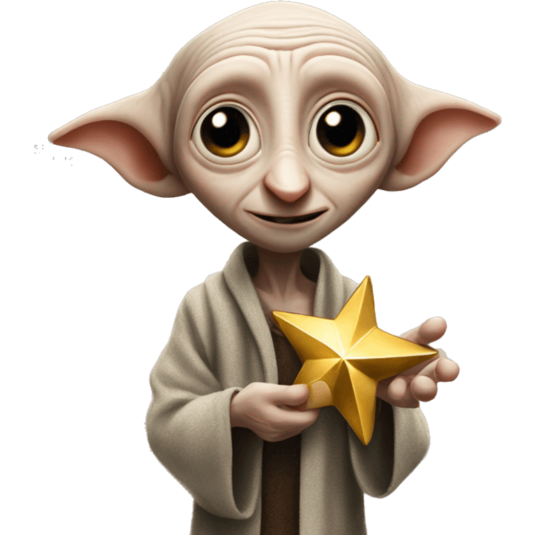 Dobby holds a golden star in his hand emoji