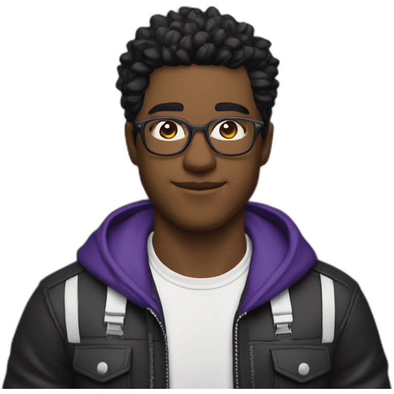 Gamer, twitch, cabello negro, lentes, blanco, hombre emoji