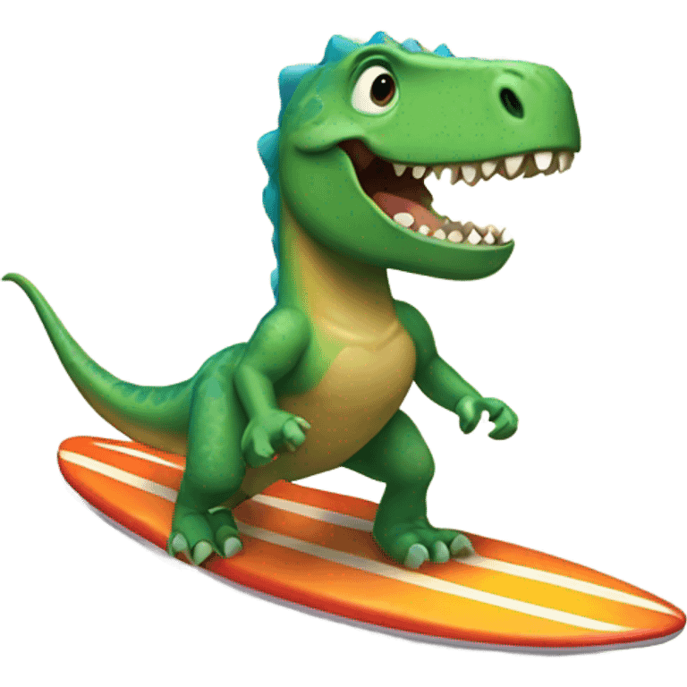 dinosaur riding a surfboard emoji