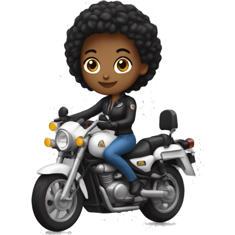 une fille noire sur une moto emoji