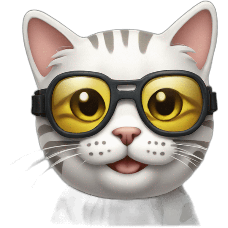 stripped cat with goggles emoji