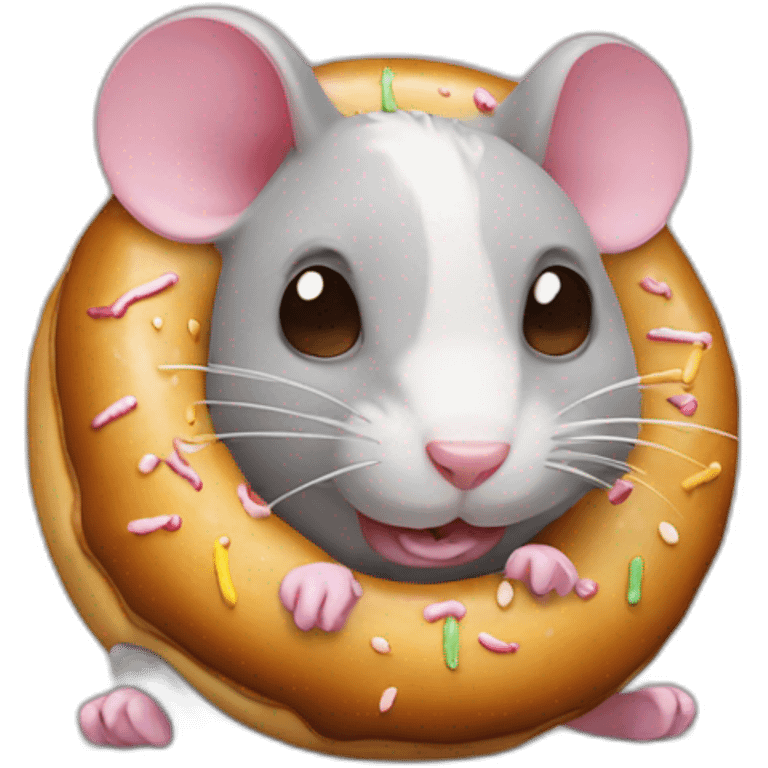 Un rat qui mange un donut emoji