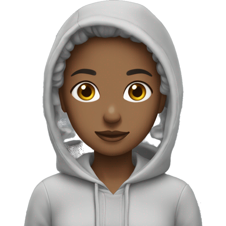 A girl wearing With wavy hair, wearing a hoodie ￼￼ emoji