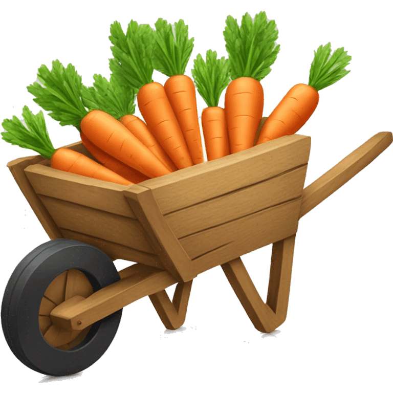 Carrots in a wooden  wheelbarrow  emoji