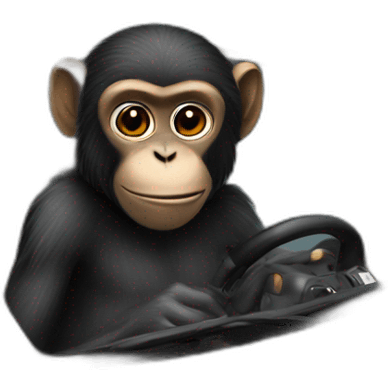 a black monkey sitting in a Porsche emoji