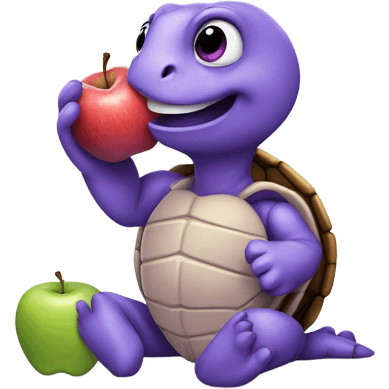 purple turtle eating apple emoji