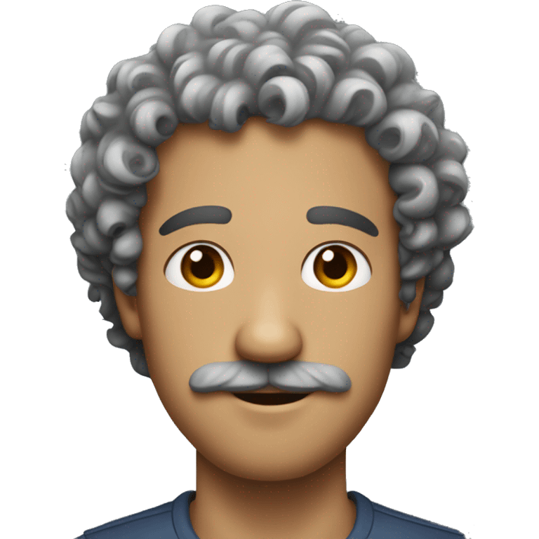 Curly haired man with mustached emoji