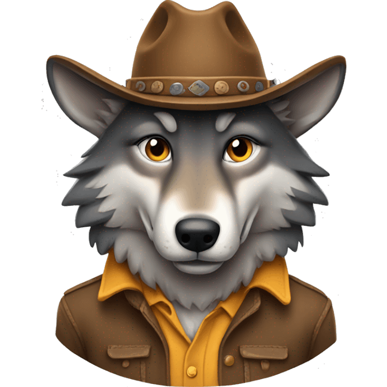 wolf wearing a cowboy hat emoji