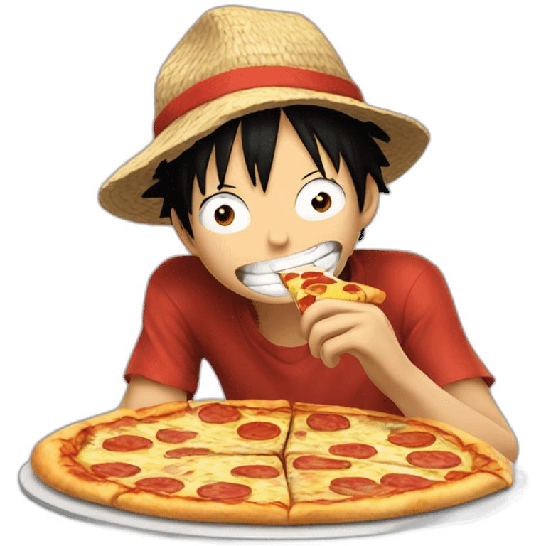 Luffy eating a pizza emoji