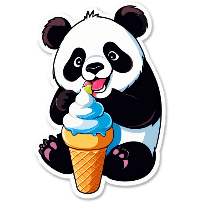 Panda eating ice cream emoji