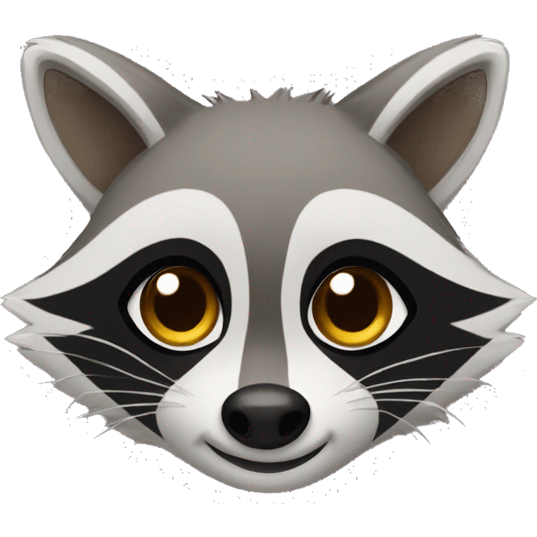 Raccoon with hazel eyes looking thankful emoji